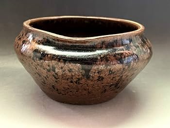 Amazon.co.jp: 茶碗名品！古い鉄釉建水江戸期糸切高台 茶釉